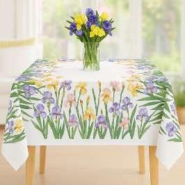Mooie paarse en gele irissen / Lente bloem Tafelkleed