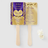 Mooie Paarse en gouden Jubileum programma fans Handwaaier (Voorkant en achterkant)