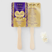 Mooie Paarse en gouden Jubileum programma fans Handwaaier (Voorkant en achterkant)