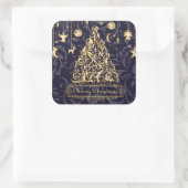 Mooie Paarse en gouden kerstversieringen Vierkante Sticker (Tas)
