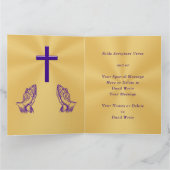 Mooie Paarse en gouden Pastor Jubileum Kaarten (Binnen)