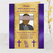 Mooie Paarse en gouden Pastor Jubileum Kaarten (Gele Bloem)