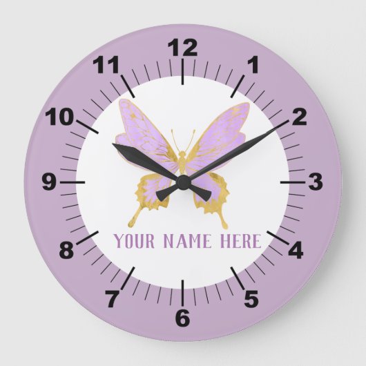 Mooie Paarse en gouden vlinder Grote Klok (Voorkant)