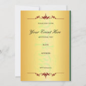 Mooie paarse en groene in gouden uitnodiging (Achterkant)