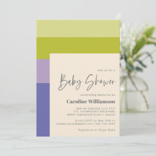 Mooie paarse en groene strepen moderne baby shower kaart