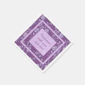 Mooie paarse en lila bloemige aangepaste tekst servet (Hoek)