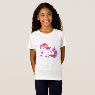 Mooie Paarse en Roze Gestreepte Eenhoorn Shirt