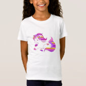 Mooie Paarse en Roze Gestreepte Eenhoorn Shirt (Voorkant)