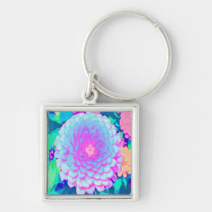 Mooie Paarse en Roze Zinnia in de Zomer Tuin Sleutelhanger