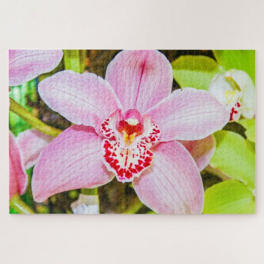 Mooie paarse en witte bloem legpuzzel (Horizontaal)