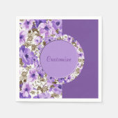 Mooie paarse en witte bloemenservetten 4 servet (Voorkant)