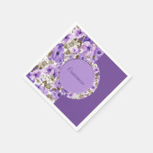 Mooie paarse en witte bloemenservetten 4 servet (Hoek)