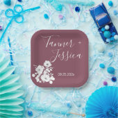 Mooie paarse en witte bloemige bruiloft  papieren bordje (Feest)