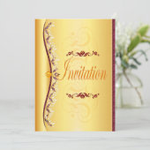 Mooie paarse en witte in gouden uitnodiging (Staand voorkant)