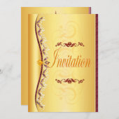 Mooie paarse en witte in gouden uitnodiging (Voorkant / Achterkant)