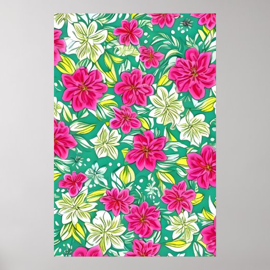 Mooie paarse en witte leliebloemen poster (Voorkant)