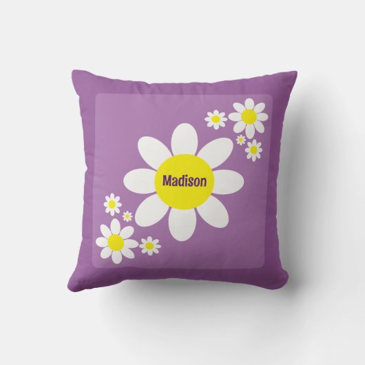 Mooie paarse en witte madeliefjes bloemen aangepas kussen (Achterkant)