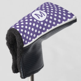 Mooie paarse en witte polka stippen monogram golfheadcover