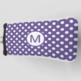 Mooie paarse en witte polka stippen monogram golfheadcover