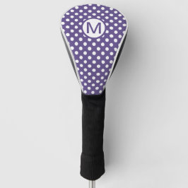 Mooie paarse en witte polka stippen monogram golfheadcover
