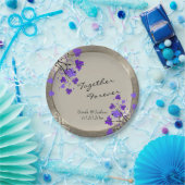 Mooie Paarse Floral en Antiek Silver Damask Papieren Bordje (Feest)