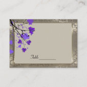 Mooie Paarse Floral en Antiek Silver Damask Plaatskaartje (Achterkant)