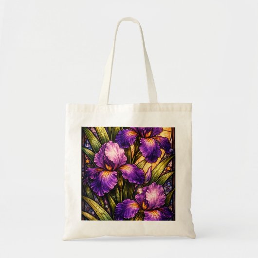 Mooie paarse gebloemde tas! tote bag (Voorkant)