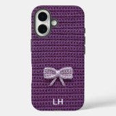 Mooie Paarse Gehaakte Boog Garens Aangepaste Naam Case-Mate iPhone Case (Achterkant)