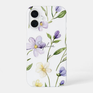 Mooie Paarse Gele Bloemen iPhone 16 Hoesje