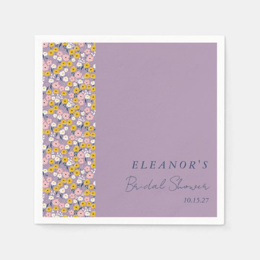 Mooie Paarse Gele Bloemige Bruiloft Custom Servet (Voorkant)