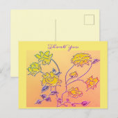 Mooie Paarse Gele Bloemige Dankjewel Briefkaart (Voorkant / Achterkant)