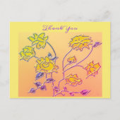 Mooie Paarse Gele Bloemige Dankjewel Briefkaart (Voorkant)