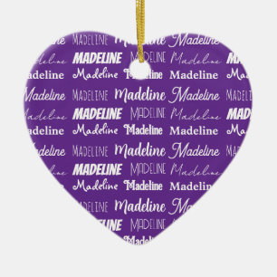 Mooie Paarse Gepersonaliseerde Naam Collage Kerst Keramisch Ornament