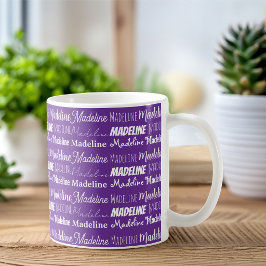 Mooie Paarse Gepersonaliseerde Naam Collage Koffiemok