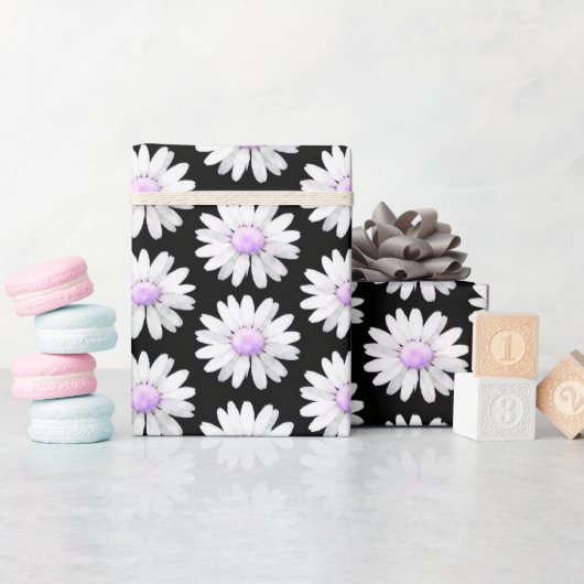 Mooie Paarse Gestippelde Madeliefjes Cadeaupapier (Baby Shower)