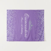 Mooie Paarse Glitter Quinceanera Wandkleed (Voorkant (horizontaal))