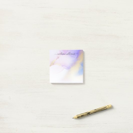 Mooie Paarse Gold Waterverf Luxury Script Post-it® Notes (Op bureau)