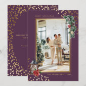 Mooie Paarse gouden Waterverf met kerstmis Feestdagenkaart (Voorkant / Achterkant)