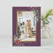 Mooie Paarse gouden Waterverf met kerstmis Feestdagenkaart (Staand voorkant)