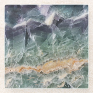 Mooie Paarse groene fluorite foto Gemstone Glazen Onderzetter