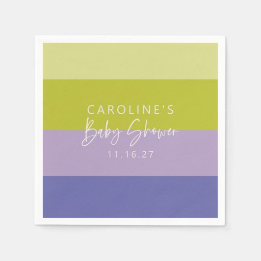 Mooie paarse groene streep mod custom baby shower servet (Voorkant)