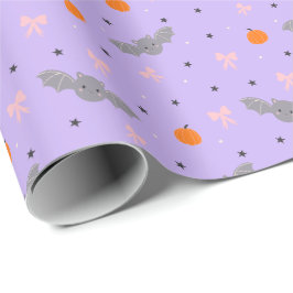 Mooie paarse Halloween-vleermuispatroon inpakpapie Cadeaupapier