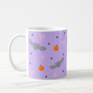 Mooie paarse Halloween-vleermuispatroonmok Koffiemok