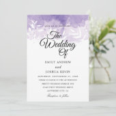 mooie paarse huwelijksuitnodiging kaart (Staand voorkant)