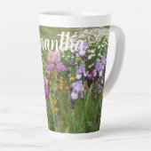 Mooie Paarse iris bloementuin vrouwen Latte Mok (Rechterhoek)