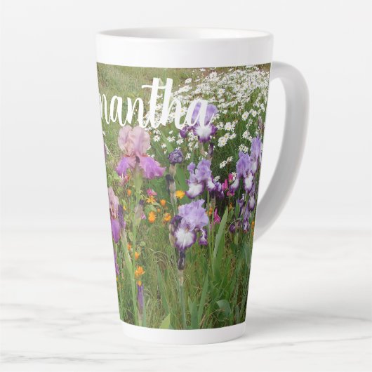 Mooie Paarse iris bloementuin vrouwen Latte Mok (Rechterhoek)