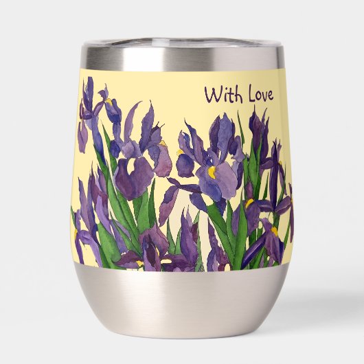 Mooie Paarse Iris & Boter Gele Waterverf (Achterkant)