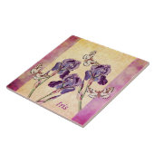 Mooie Paarse Iris Flowers en Butterfly Tegeltje (Zijkant)