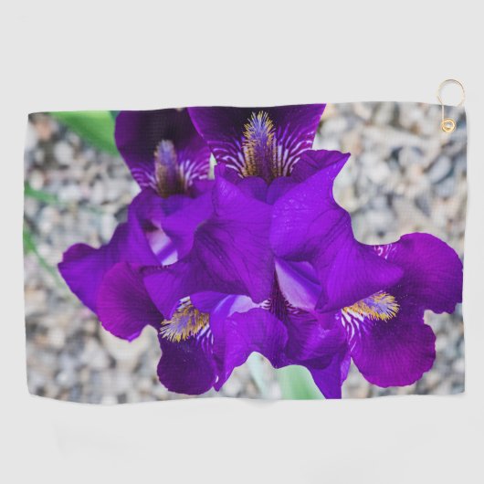 Mooie paarse iris golfhanddoek (Horizontaal)