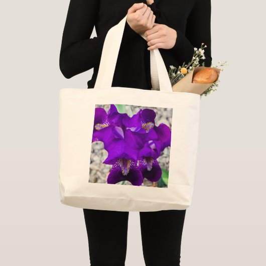 Mooie paarse iris grote tote bag (Voorkant (product))
